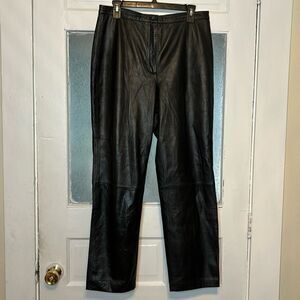 Apostrophe Women’s Genuine Black Leather Lined Straight Leg Pants Size 12